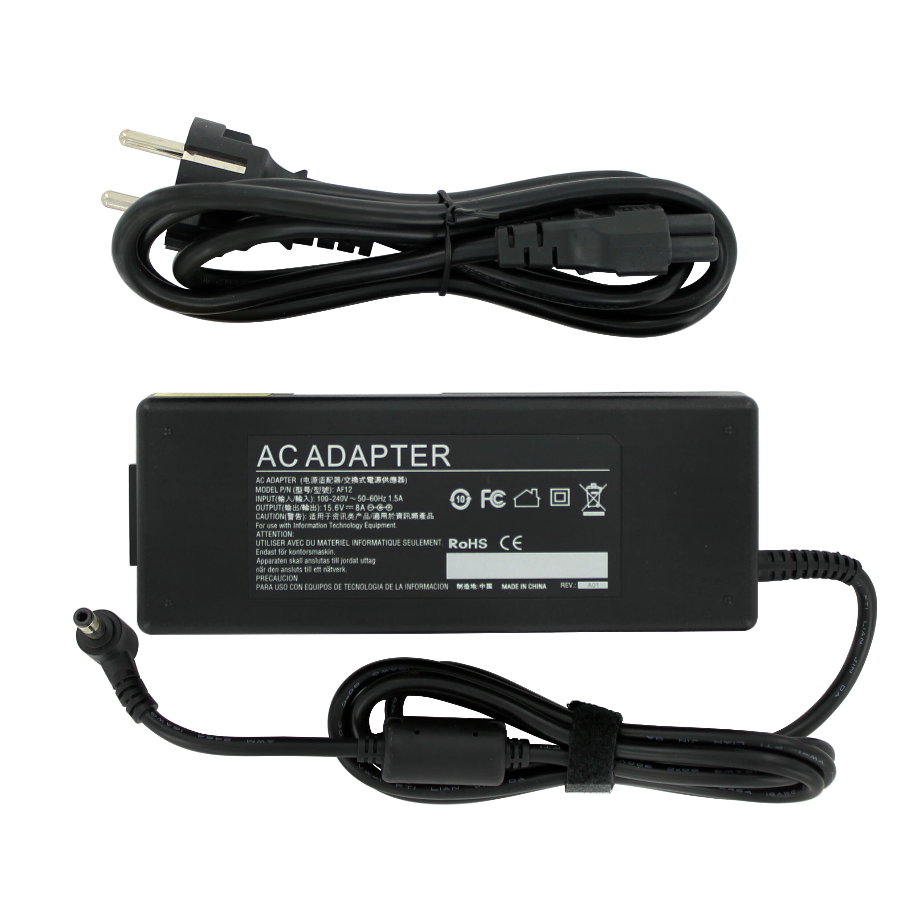 Laptop AC Adapter 125W, 15.6V, 5.5 x 2.5mm round