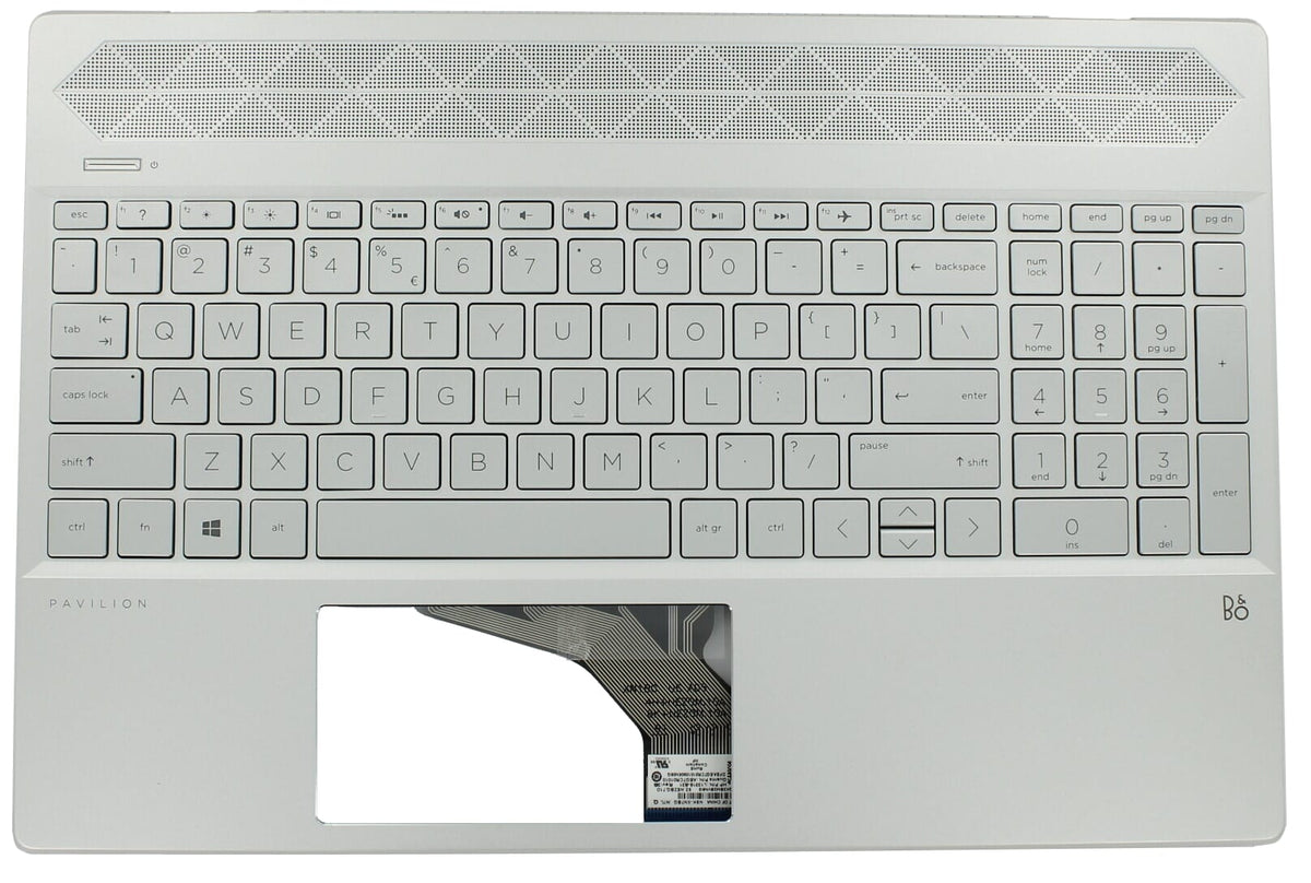 Clavier HP Portable Qwerty US + Cache supérieur, BL - Argent