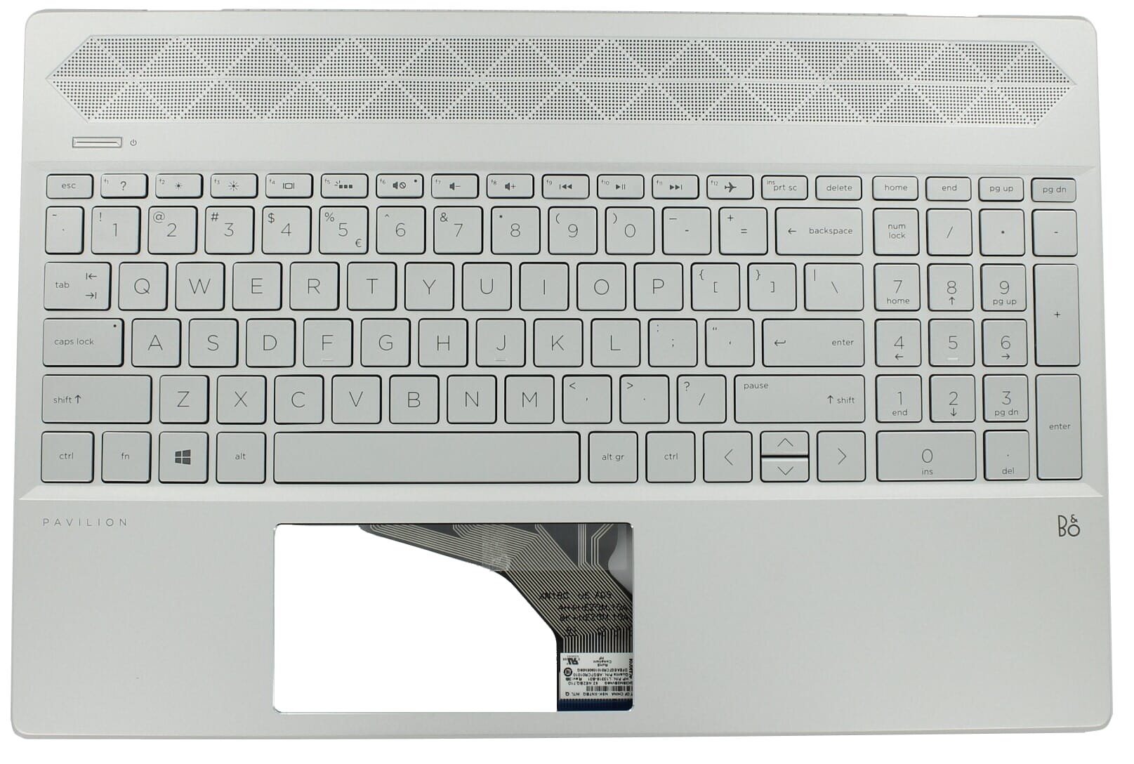 HP Laptop Keyboard Qwerty US + Top Cover, BL- Silver
