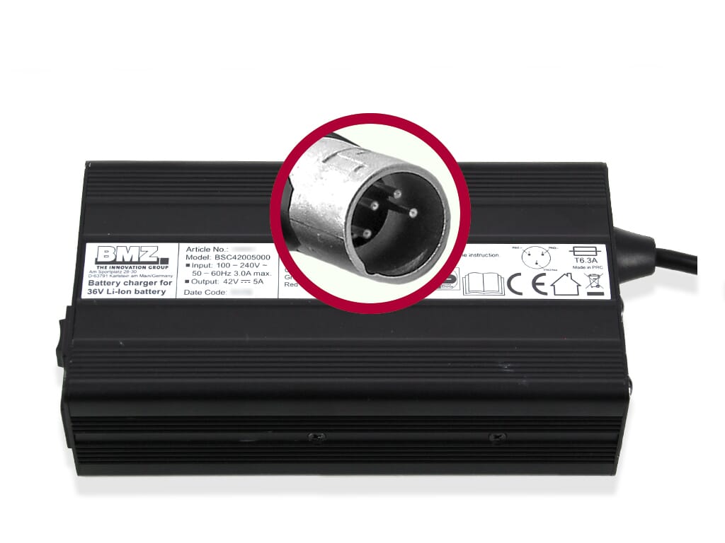 BMZ E-Bike Battery Charger 42V 5 A XLR 4-polig