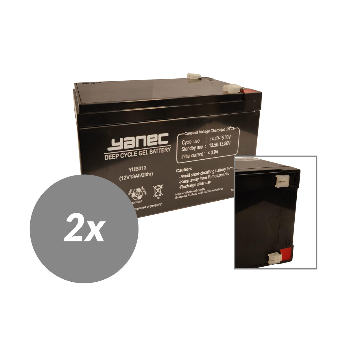 Yanec Gel Battery 12V 13Ah Replacement Set (Excl. Cables)
