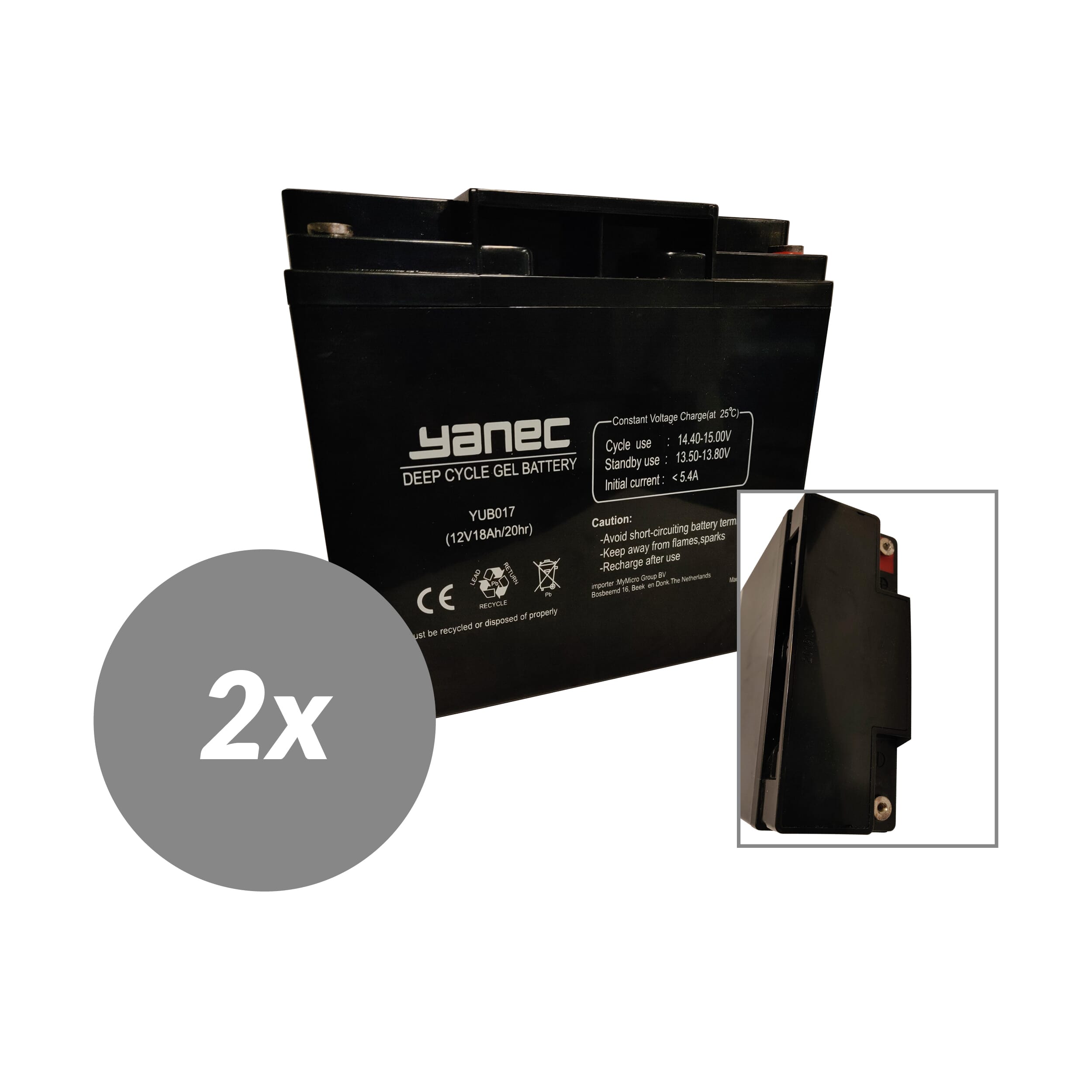 Yanec Gel Batterie 12V 18Ah Ersatzset (exkl. Kabel)