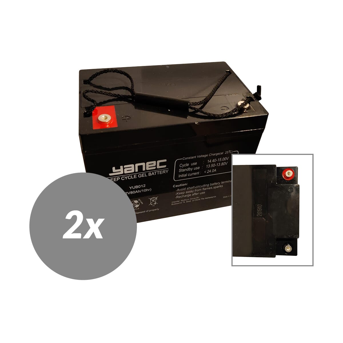 Yanec Gel Batterie 12V 80Ah Ersatzset (exkl. Kabel)