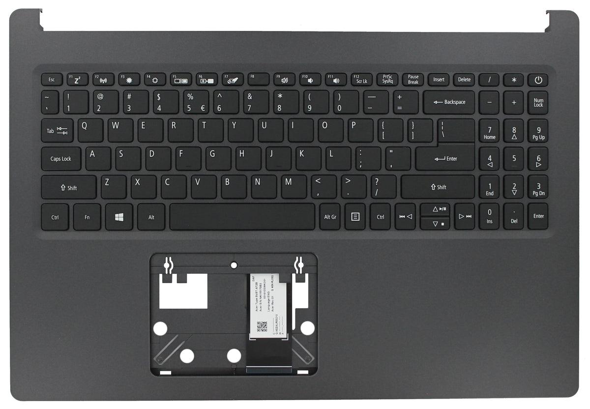 Clavier d’ordinateur portable Acer Qwerty US + Cache supérieur - Noir