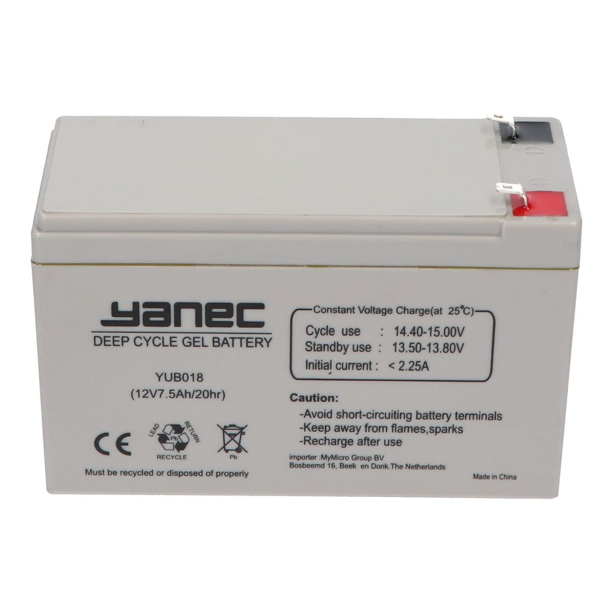 Yanec Gel Battery 12V 7.5Ah