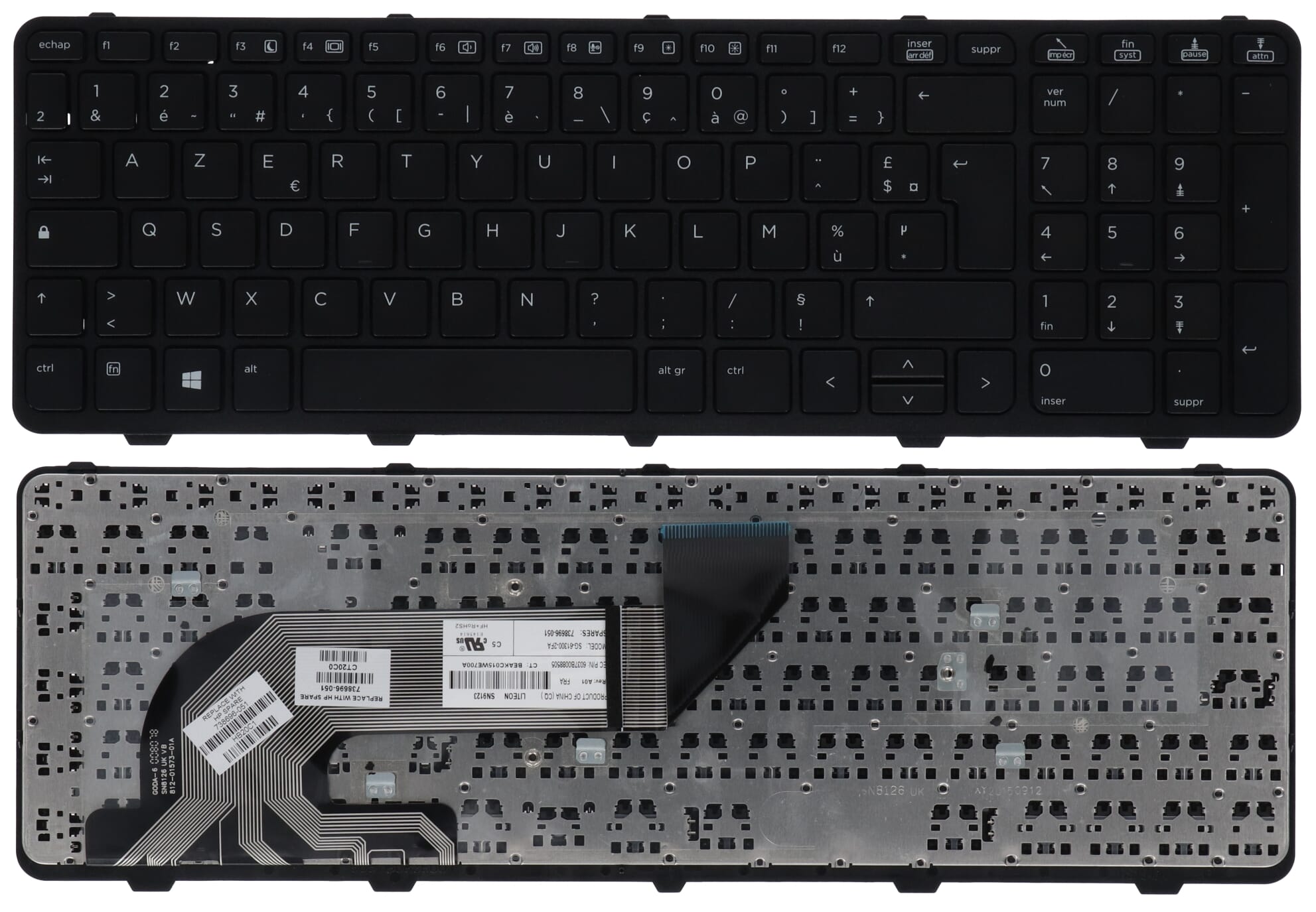 HP Laptop Keyboard Azerty FR