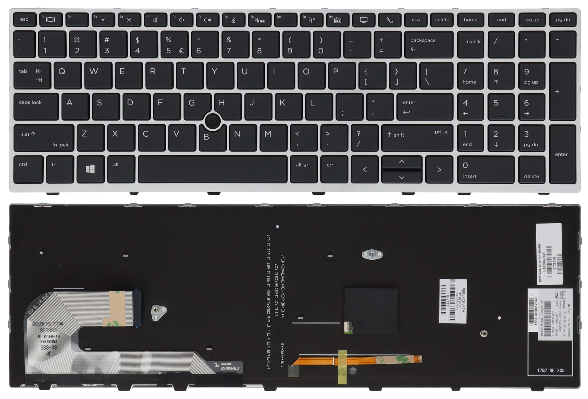 HP Laptop Internal Keyboard Qwerty US + Backlight