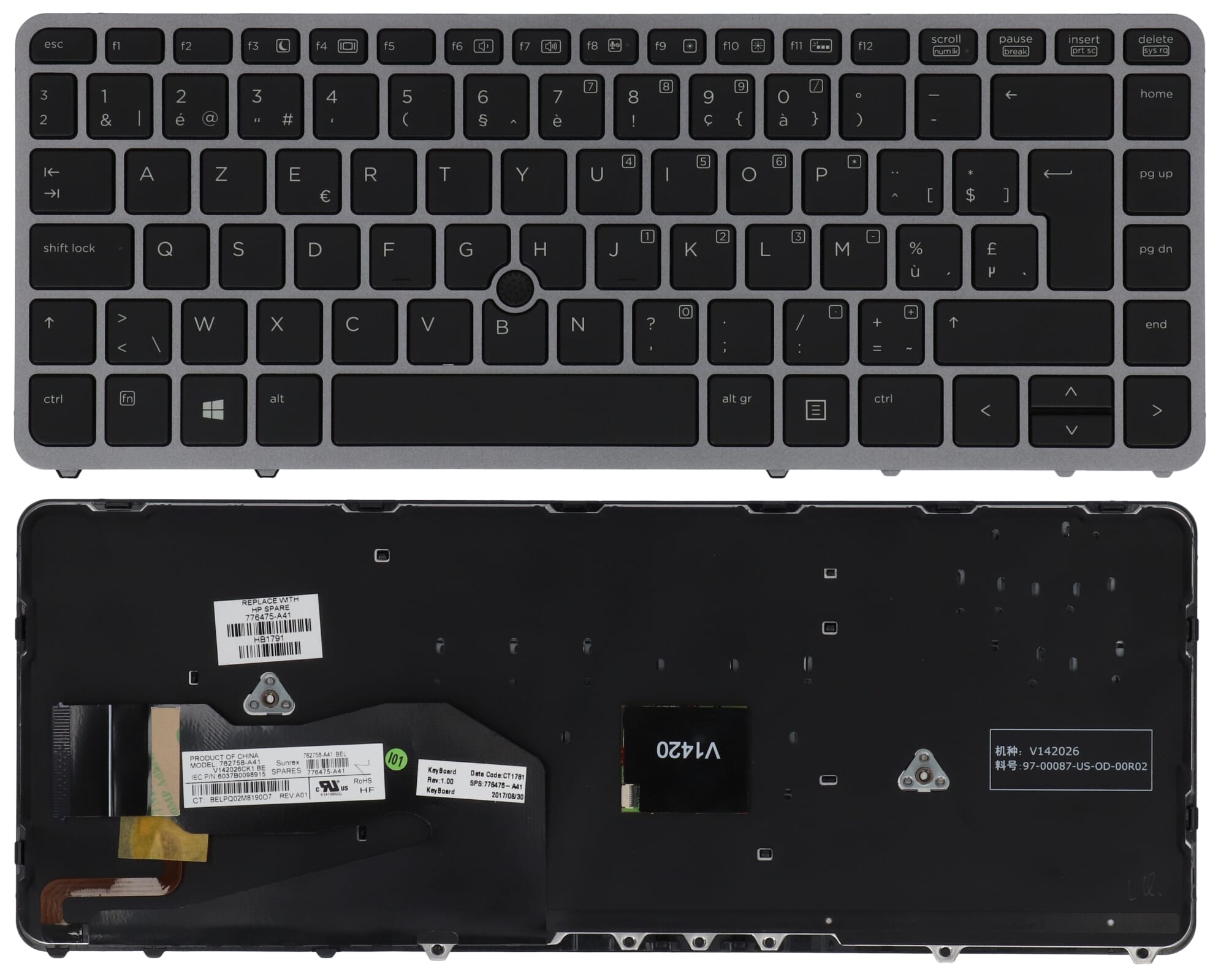 HP Clavier Azerty BE + Éclairage