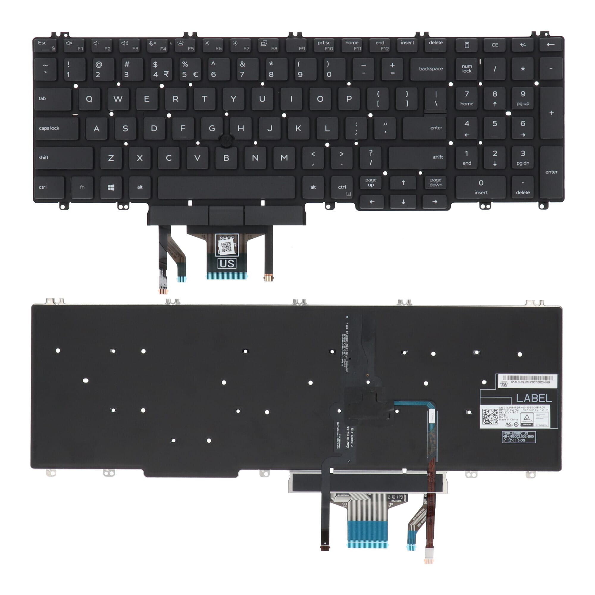 Clavier d’ordinateur portable Dell Qwerty US + Contre-éclair