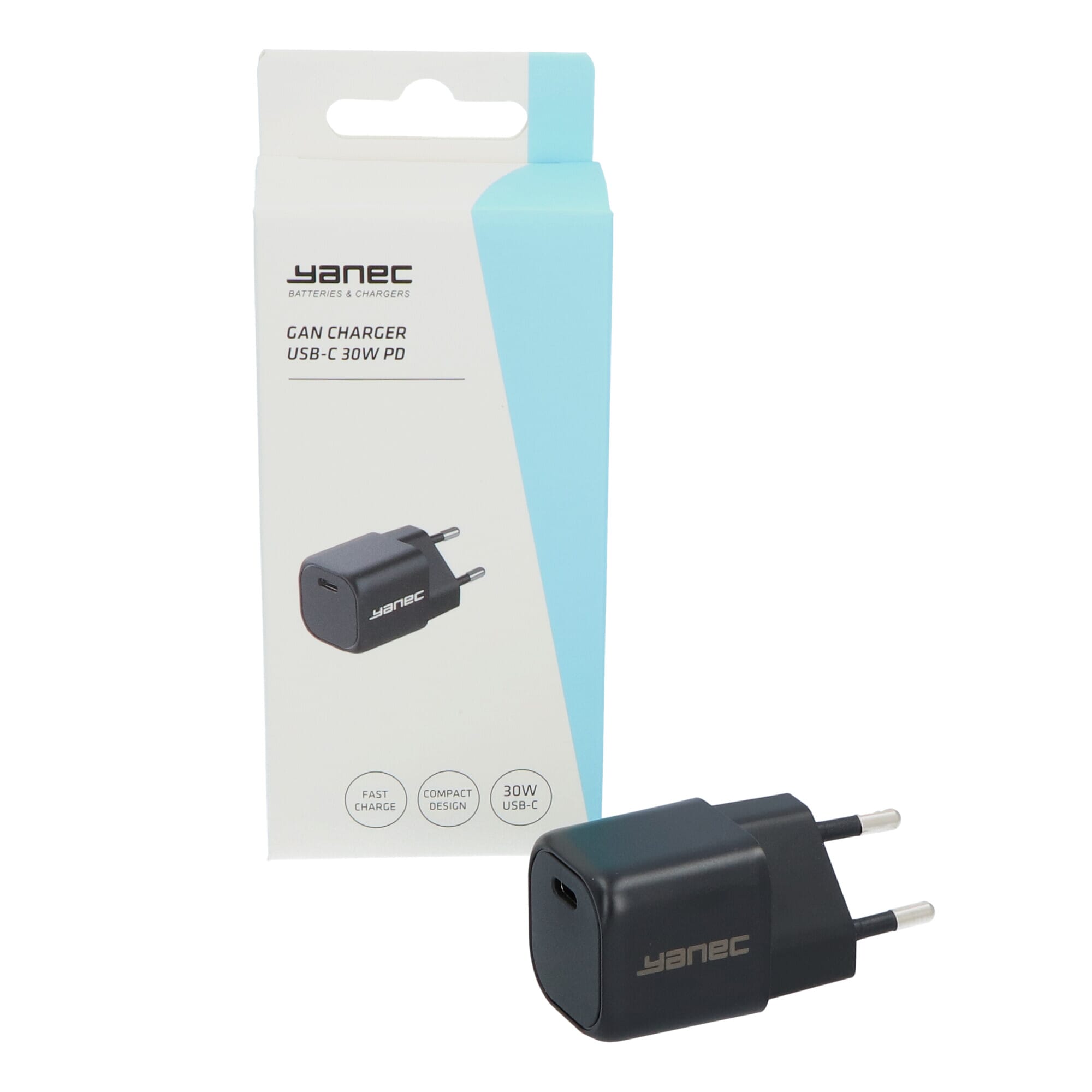 Yanec Chargeur GaN compact USB-A USB-C 30W