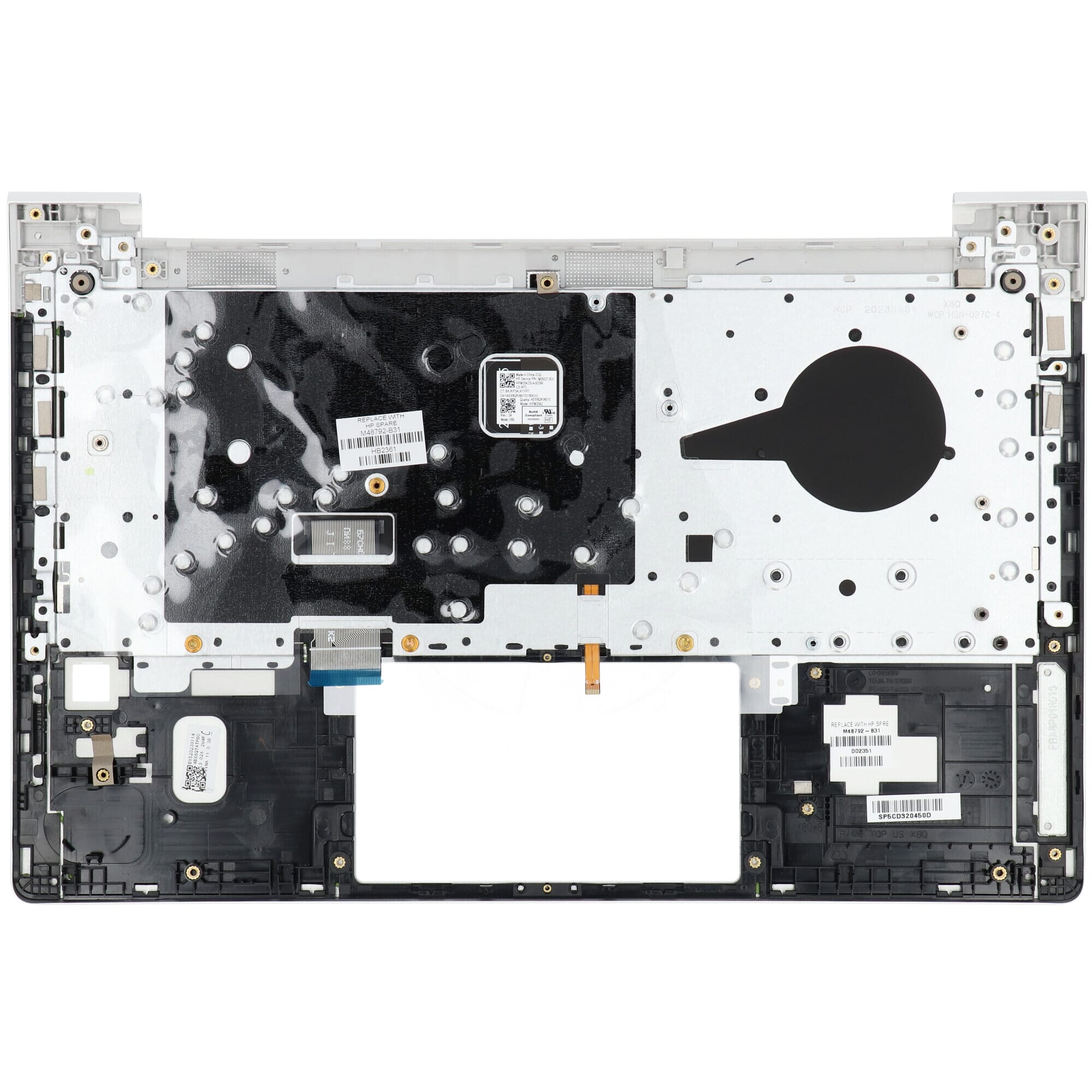 Clavier pour ordinateur portable HP Qwerty US + Top Cover, rétroéclairé - Argent