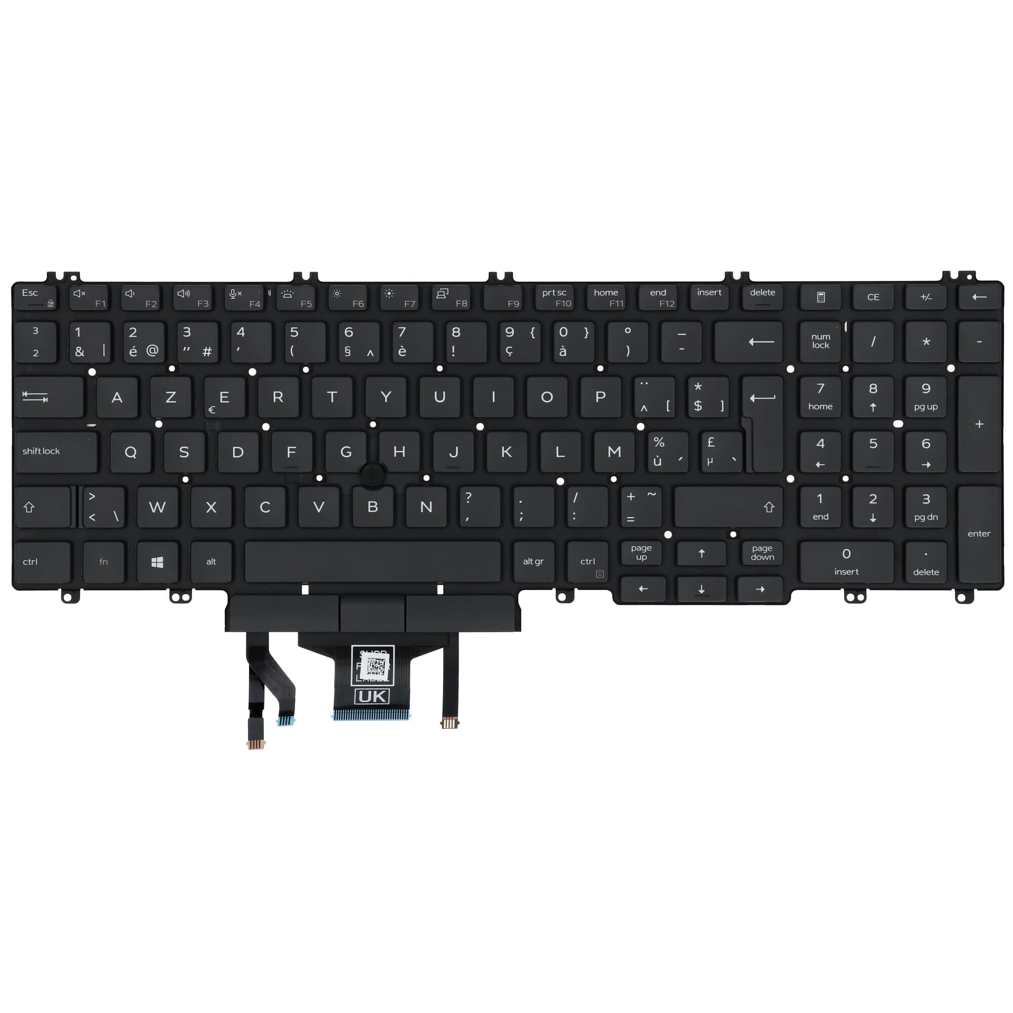Clavier Dell pour ordinateur portable Azerty BE + Trackpoint, rétroéclairage