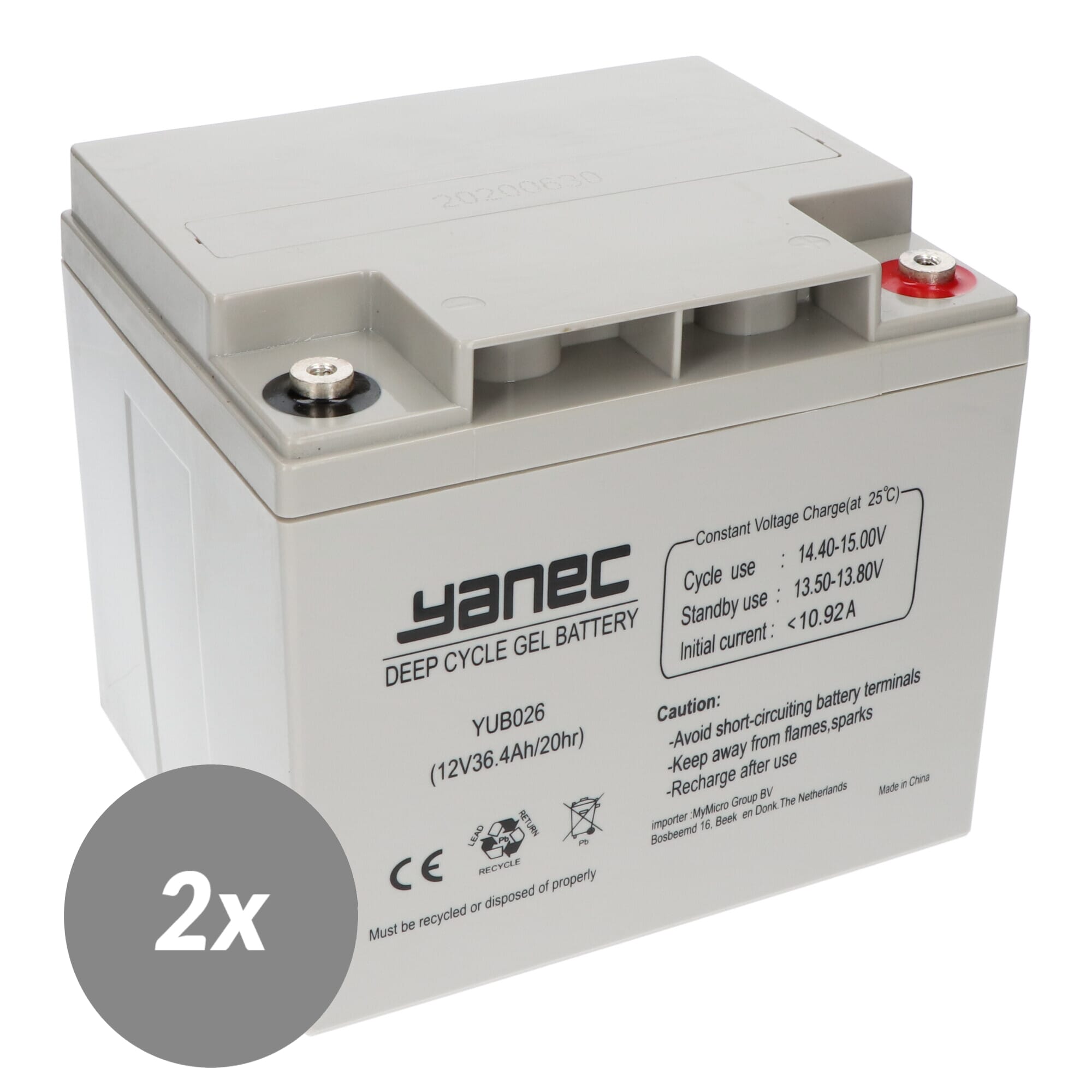 Yanec Gel Batterie 12V 36.4Ah Ersatzset (exkl. Kabel)