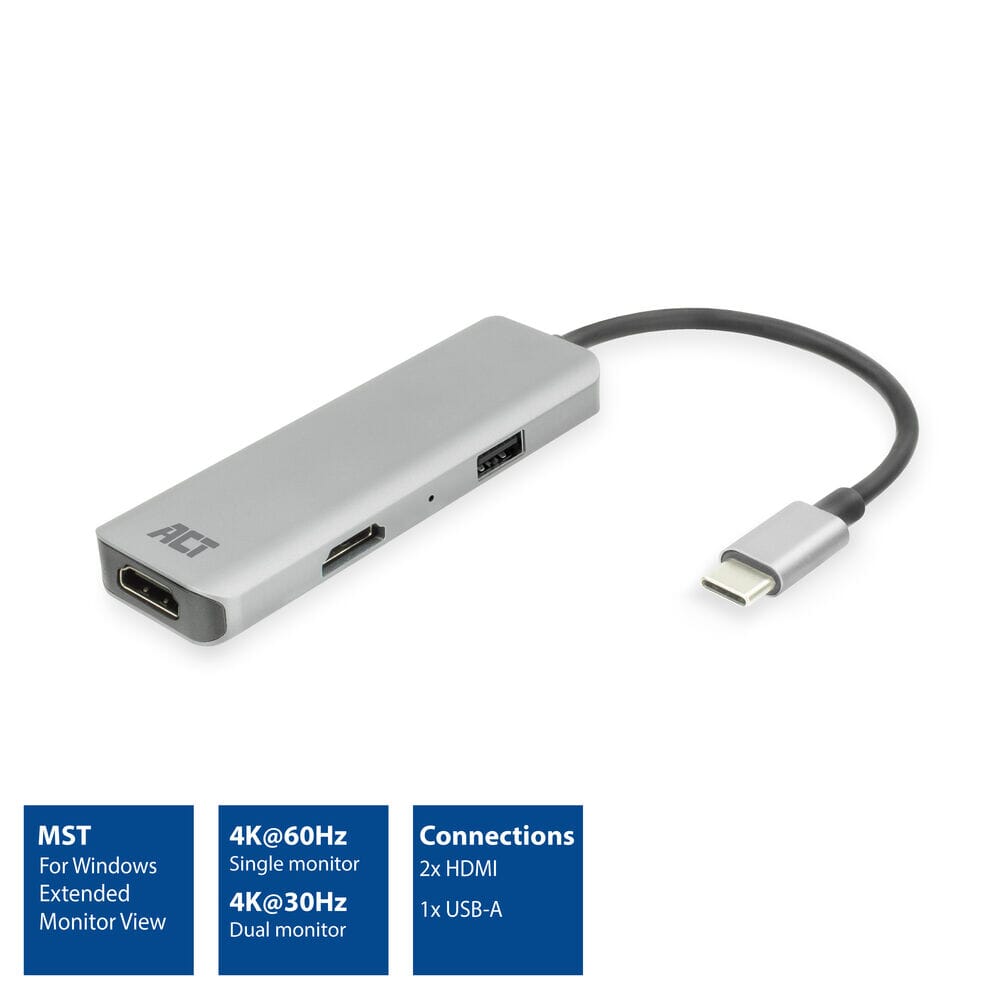 ACT USB-C 4K multiport adapter for 2 HDMI screens