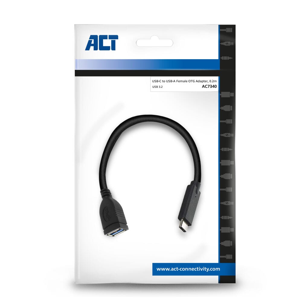 ACT USB 3.0 cable OTG, USB-C male to USB-A female, 0.2 m