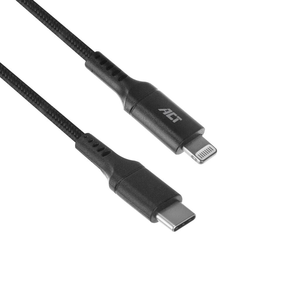 ACT Câble de Charge et de Données USB A vers Lightning 1m Nylon - Noir