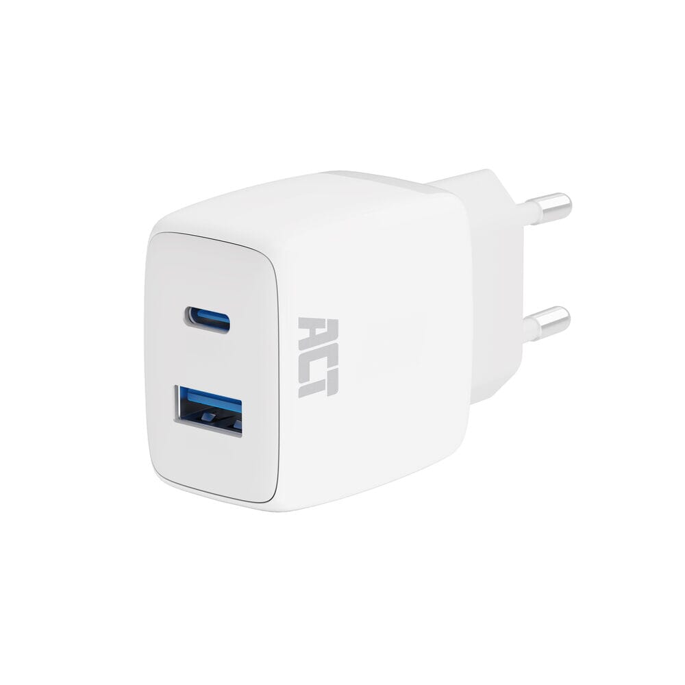 Chargeur ACT USB-C & USB-A 20W PPS, Charge rapide, GaNFast