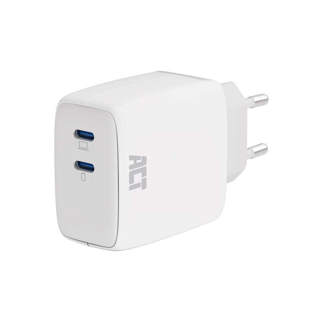 ACT USB-C Charger 65W 2-port PD PPS and GaNFast
