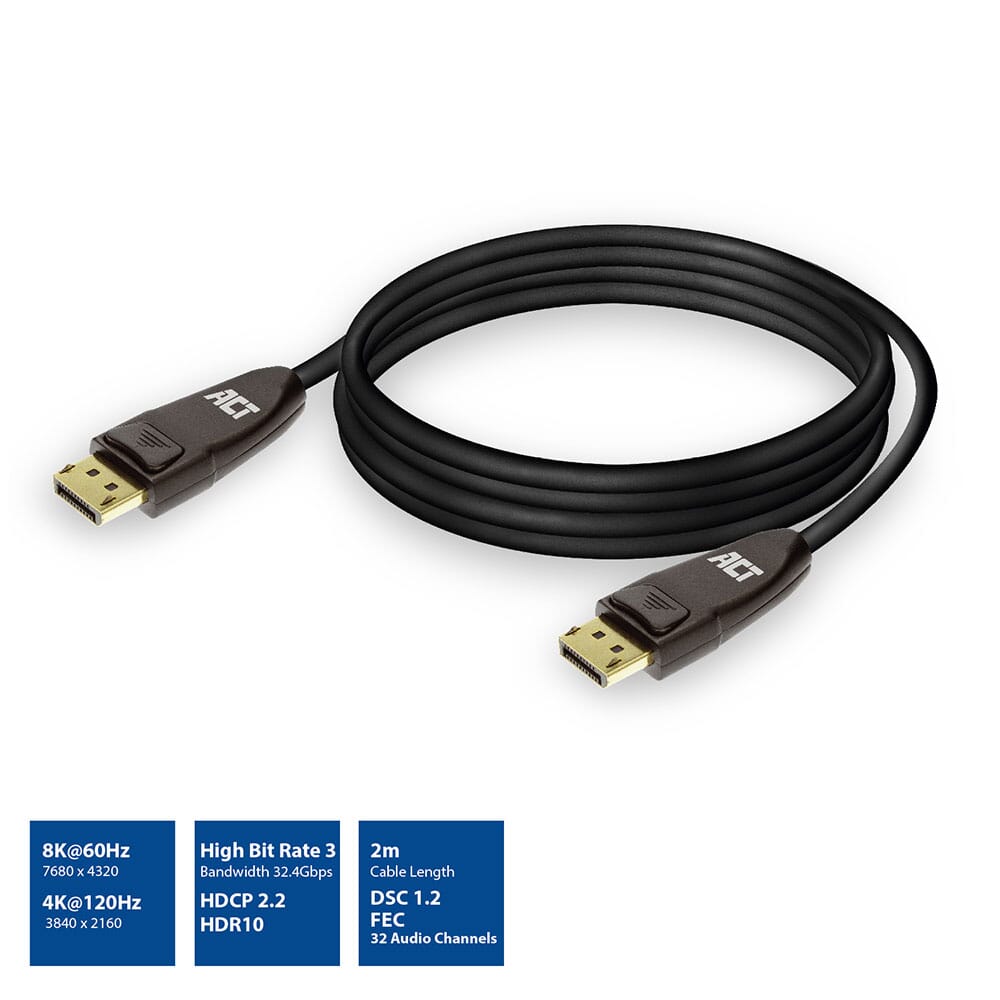 ACT DisplayPort 1.4 kabel 8K, 2m