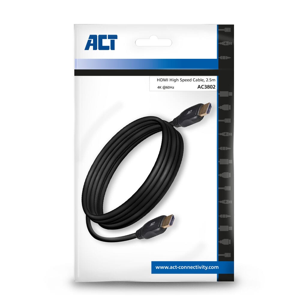 ACT 2,5 meter HDMI 4K High Speed kabel v1.4 male - male