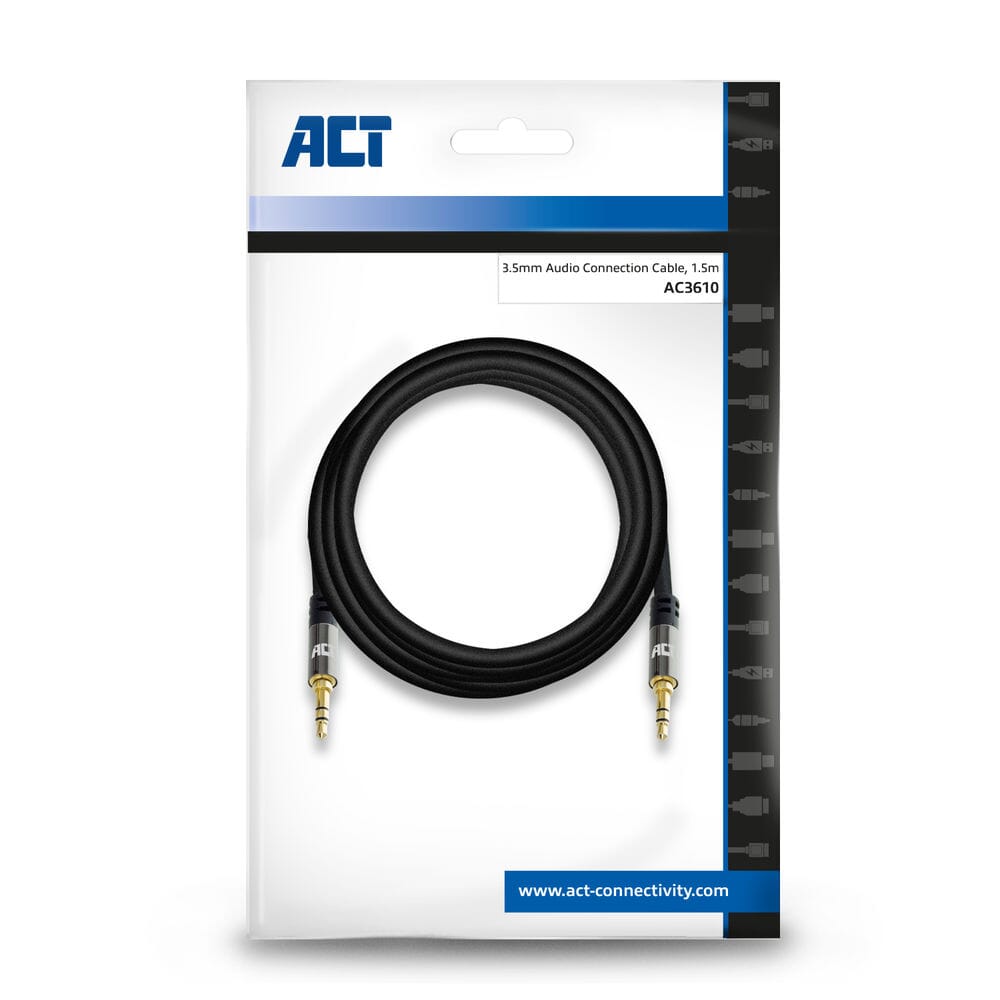 ACT 1.5 meter HQ audio connection cable 3.5 mm jack male - male
