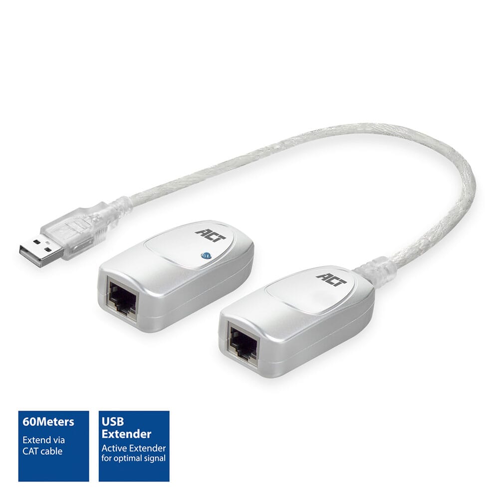ACT USB Extender set over UTP, extender tot 60 meter