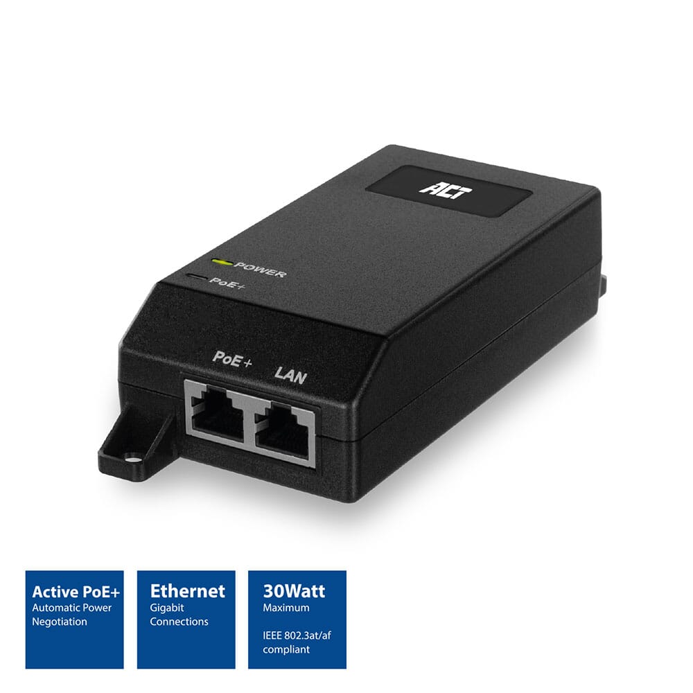 ACT Gigabit PoE+ (30W) Injector
