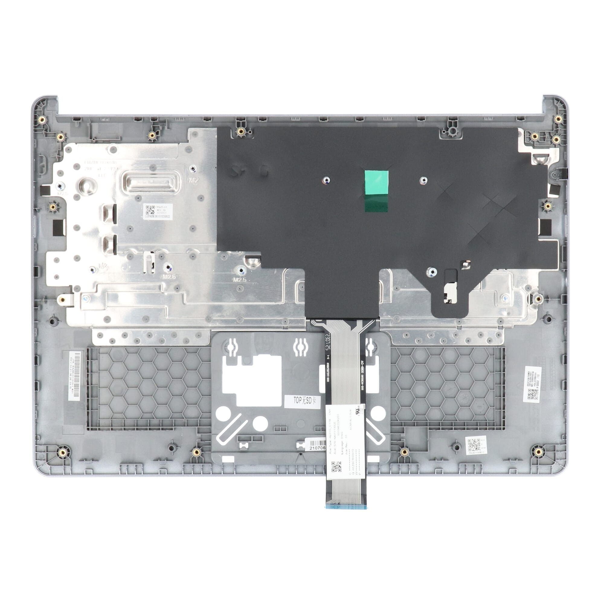 Clavier Acer Laptop Qwerty US + Cache supérieur - Argent