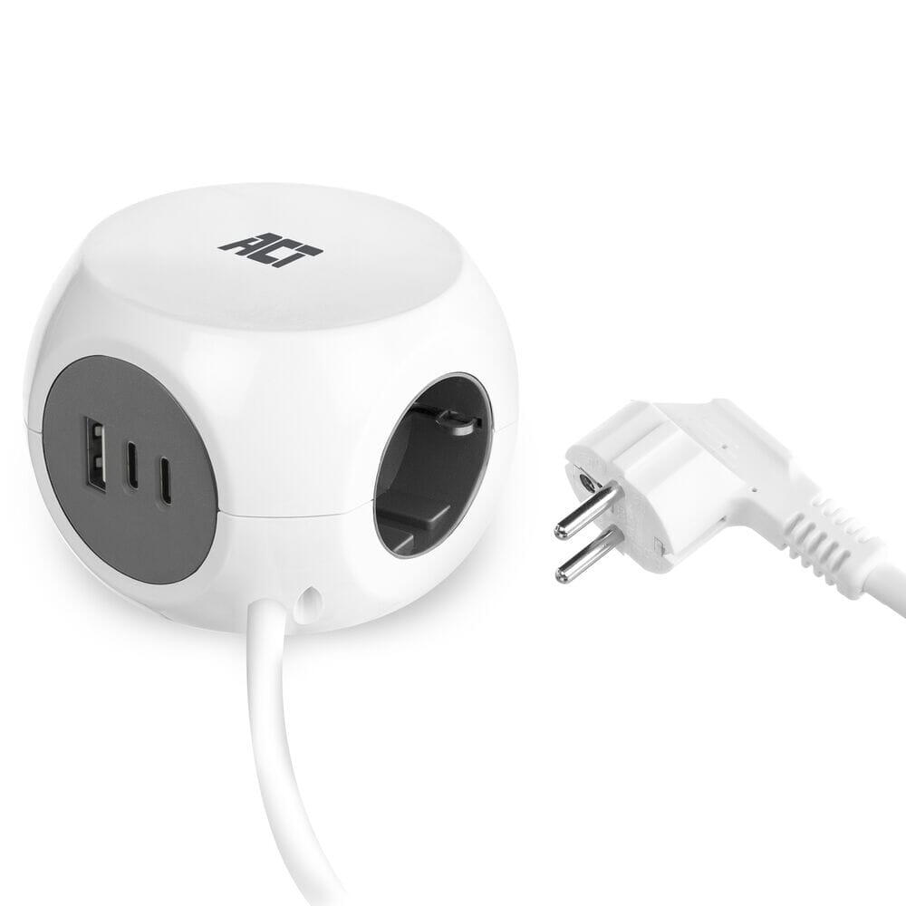ACT Multiprise cube avec 3 prises (type F), 30W