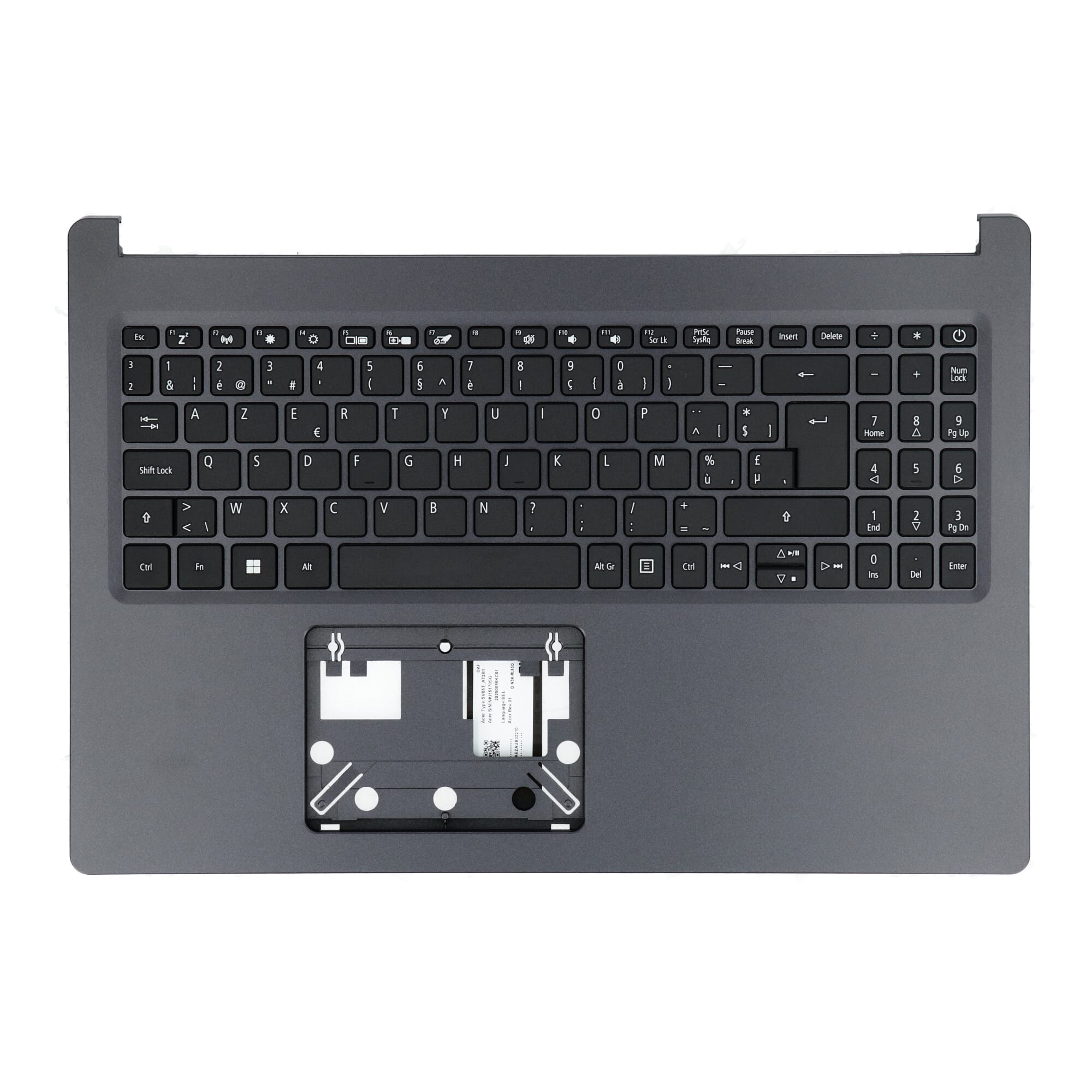 Clavier pour ordinateur portable Acer Azerty BE + Top Cover - Noir
