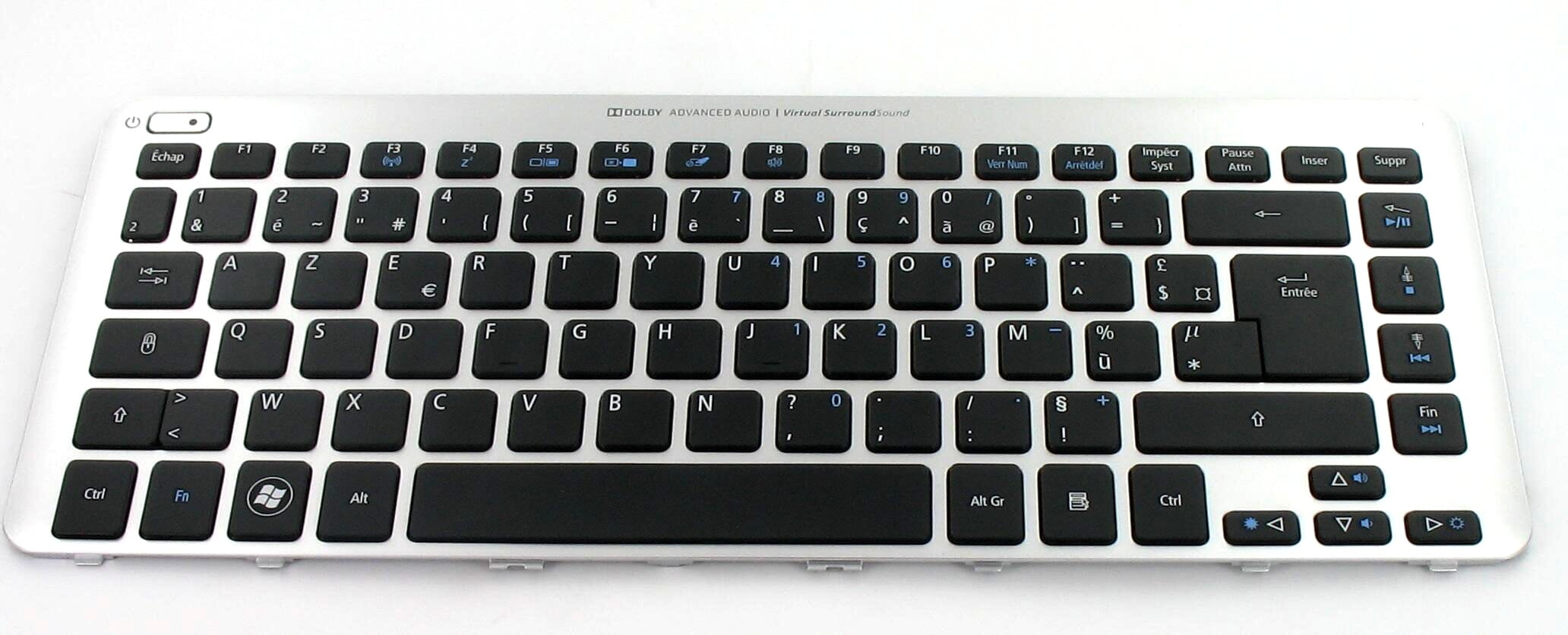 Acer  Laptop Tastatur FR  schwarz  incl. Rahmen  silber