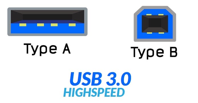 USB3.0 A naar USB3.0 B Kabel 2 Meter - Zwart