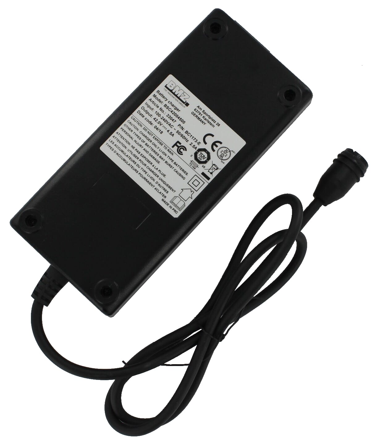 BMZ Acculader 4,5A Rosenberger Stekker