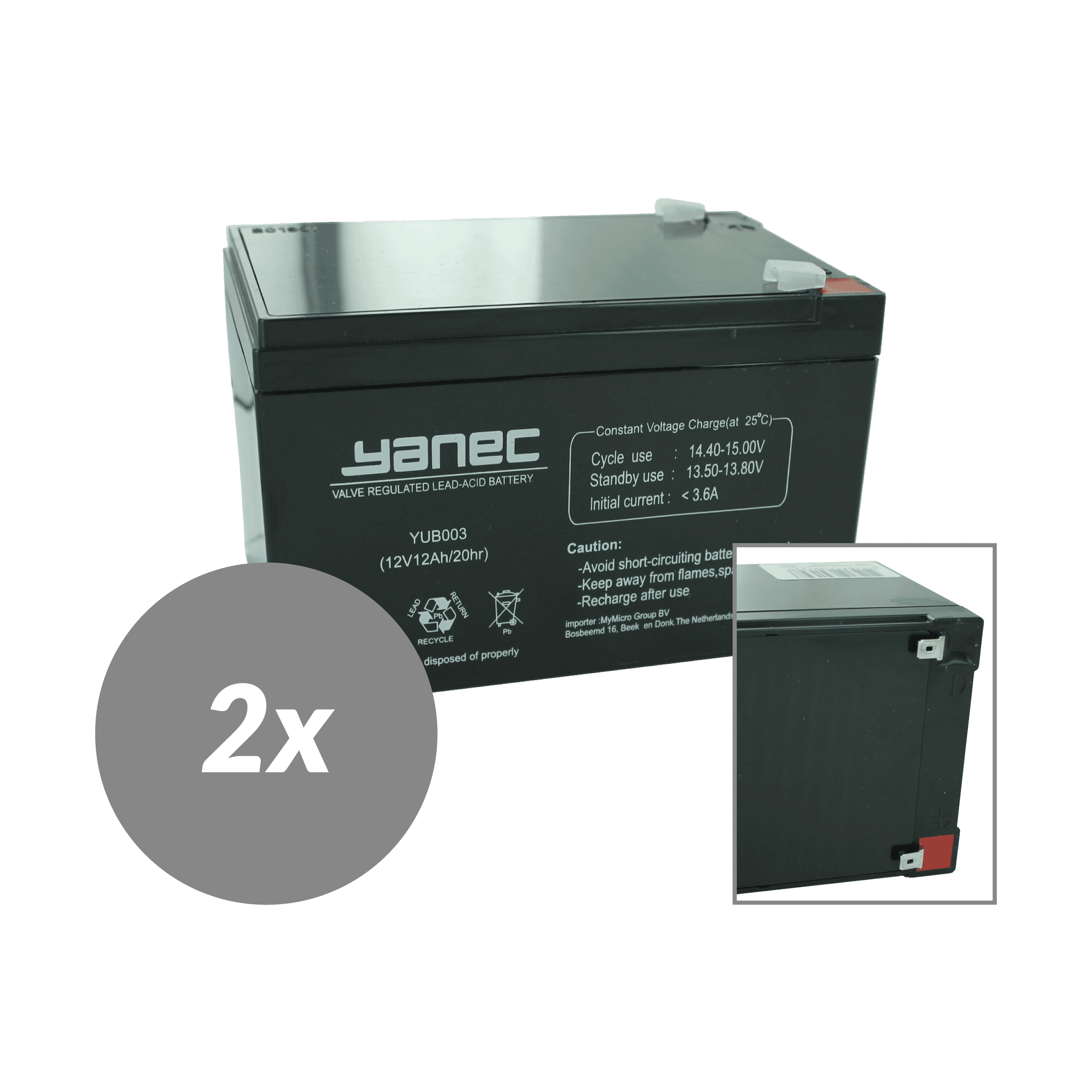 Yanec Battery Replacement Kit RBC6 (Excl. Cables)
