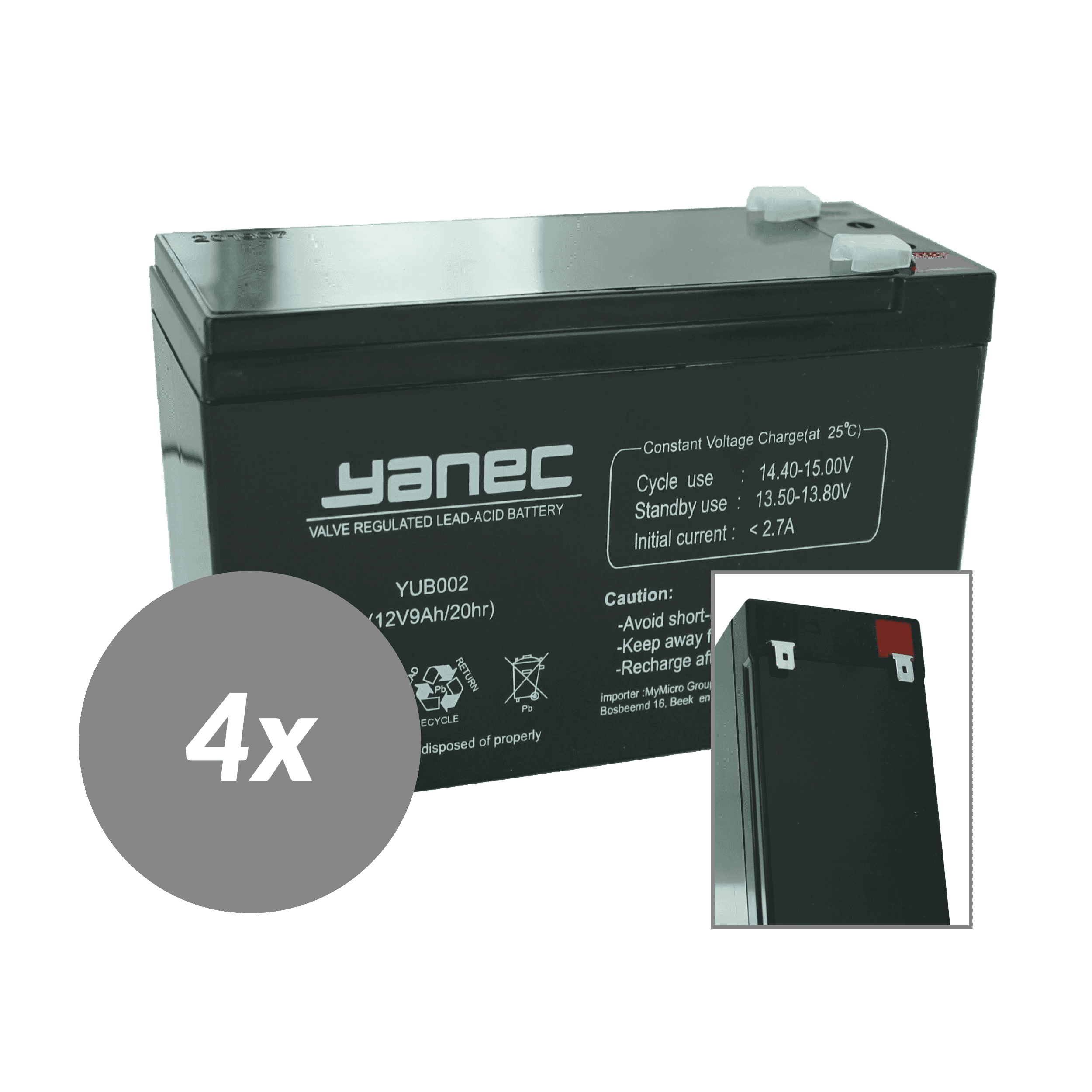Yanec Battery Replacement Kit RBC24 (Excl. Cables)
