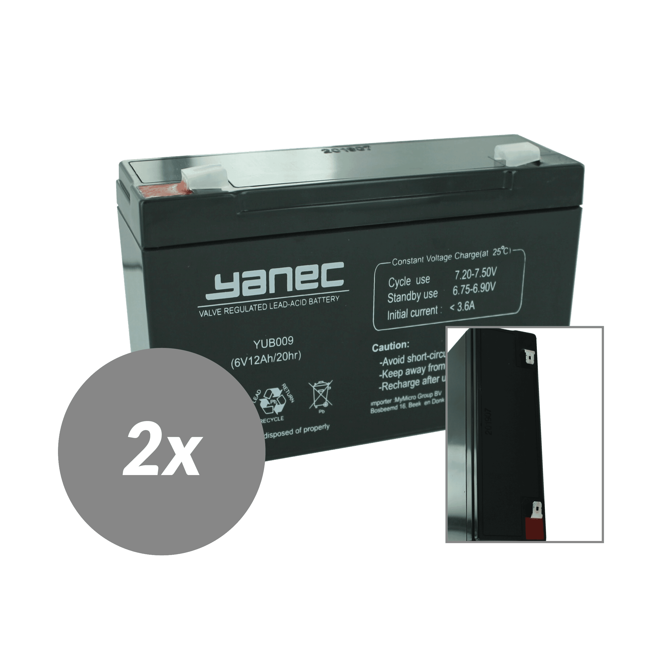 Yanec Battery Replacement Kit RBC3 (Excl. Cables)