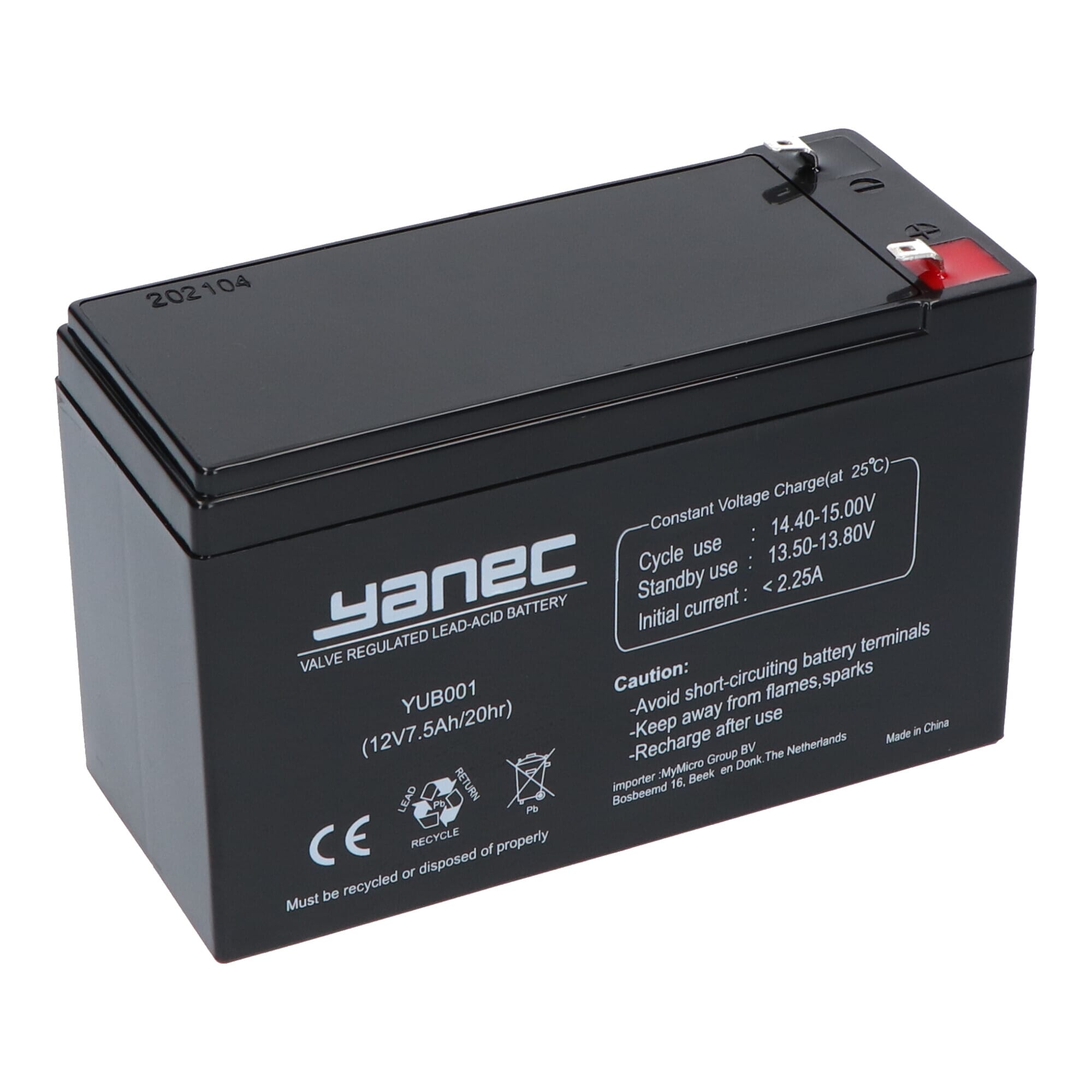 Yanec Lead Battery 12V 7.5Ah