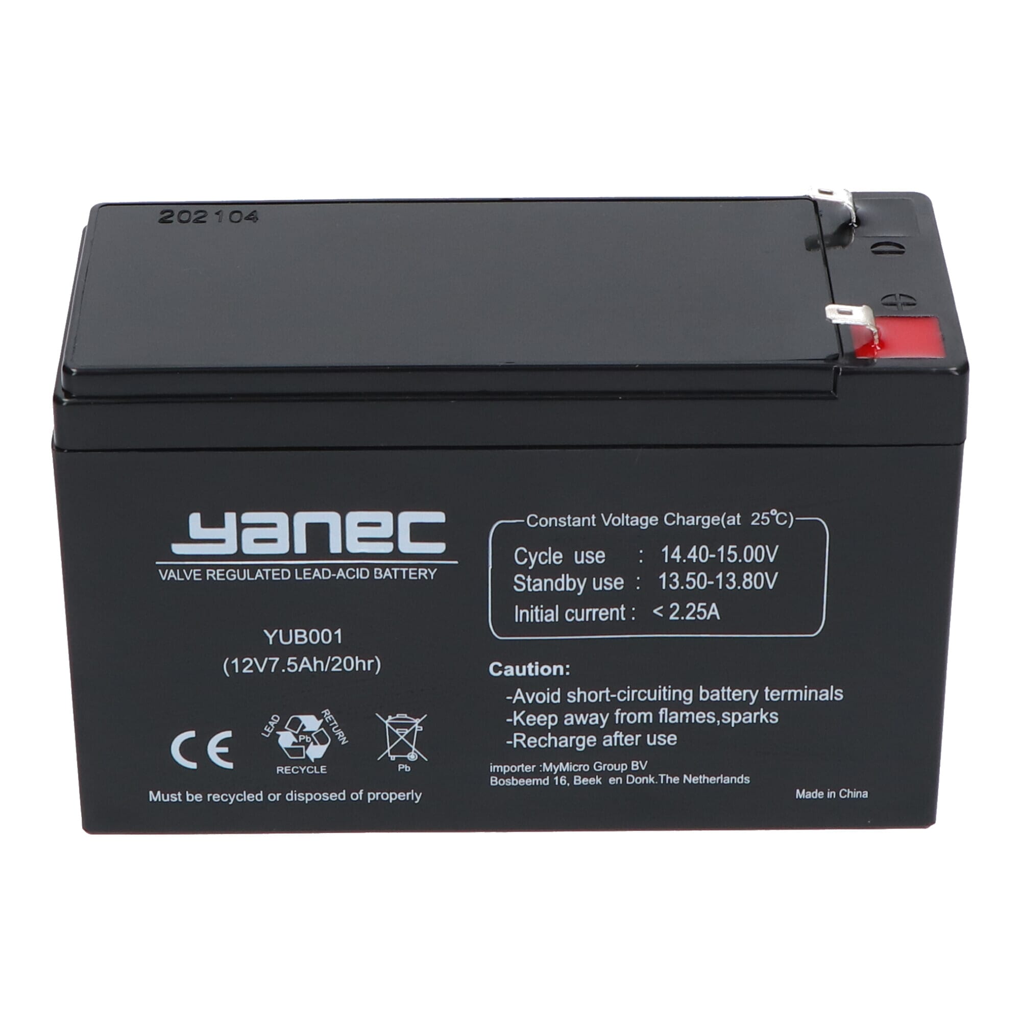 Yanec Lead Battery 12V 7.5Ah