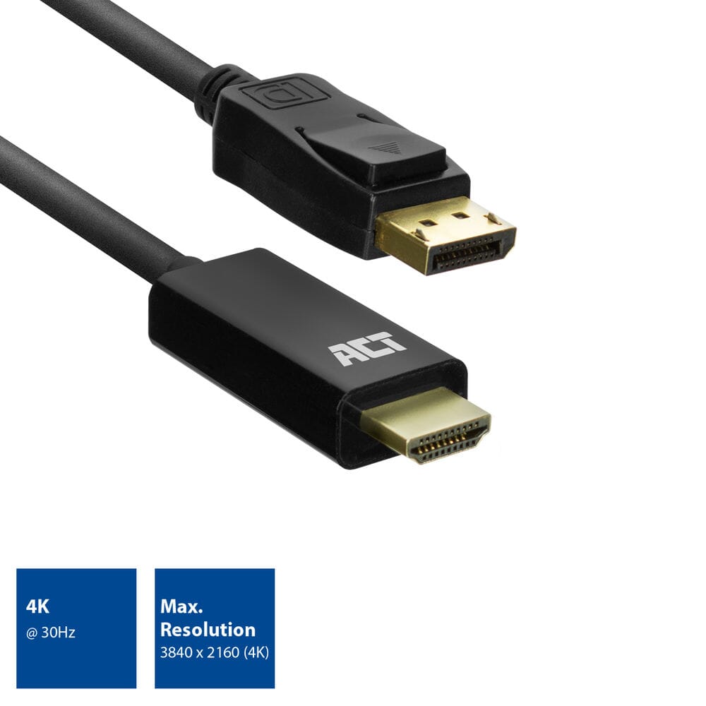 ACT DisplayPort male to HDMI male adapter cable, 1.8 m