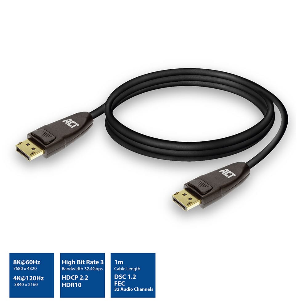 ACT DisplayPort 1.4 kabel 8K, 1m