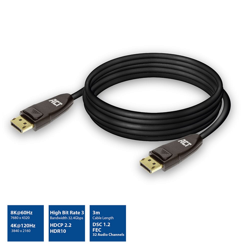 ACT DisplayPort 1.4 cable 8K, 3m