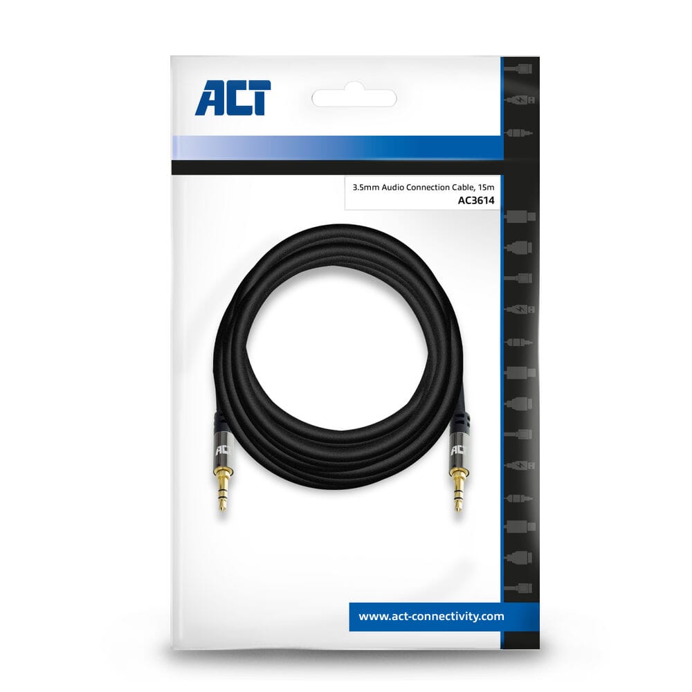 ACT 15 meter HQ audio aansluitkabel 3,5 mm jack male - male