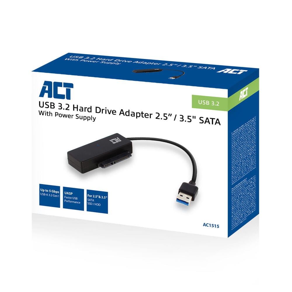 ACT 2,5 inch en 3,5 inch SATA HDD SSD naar USB 3.2 Gen1