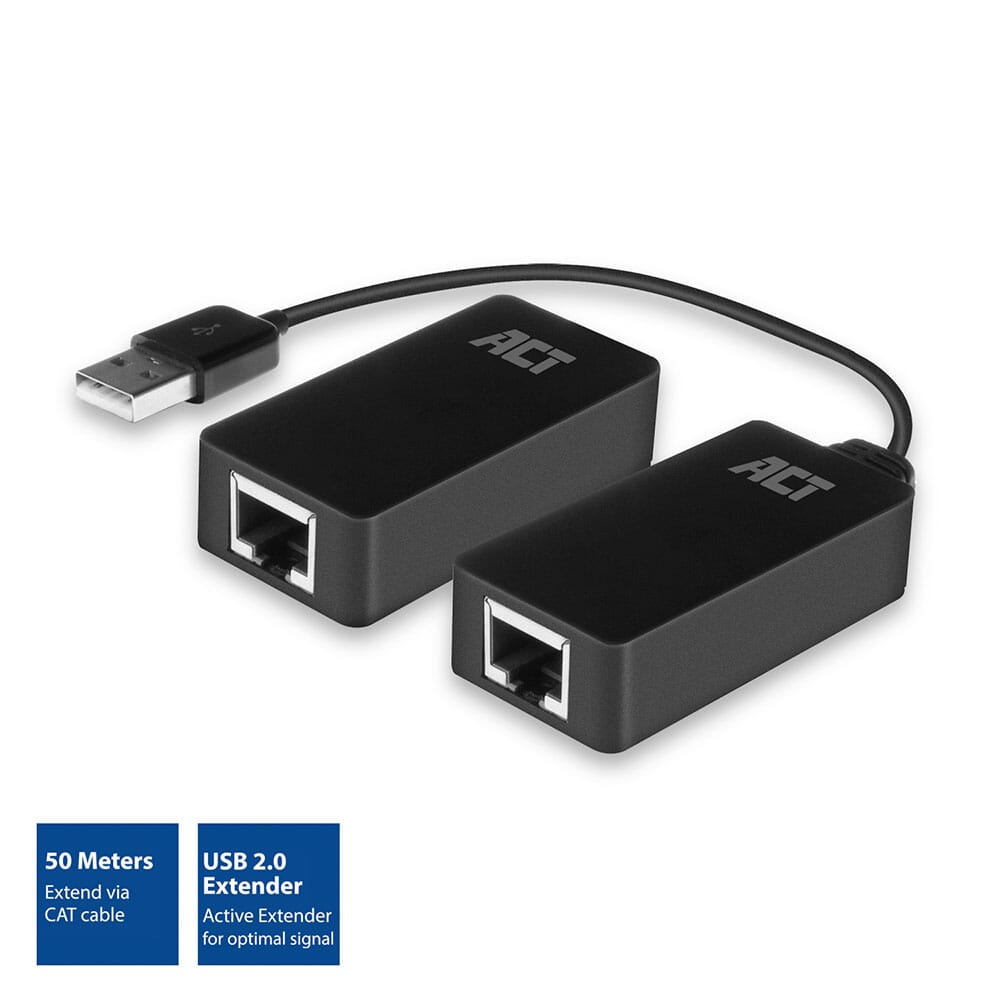 ACT USB Extender set over UTP, extender tot 50 meter