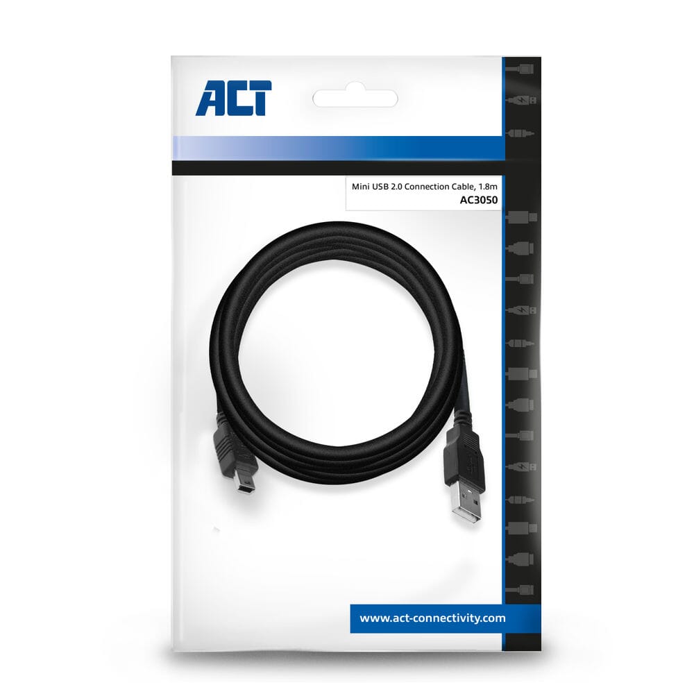 ACT USB 2.0 connection cable A male - B mini male 1.8 meters