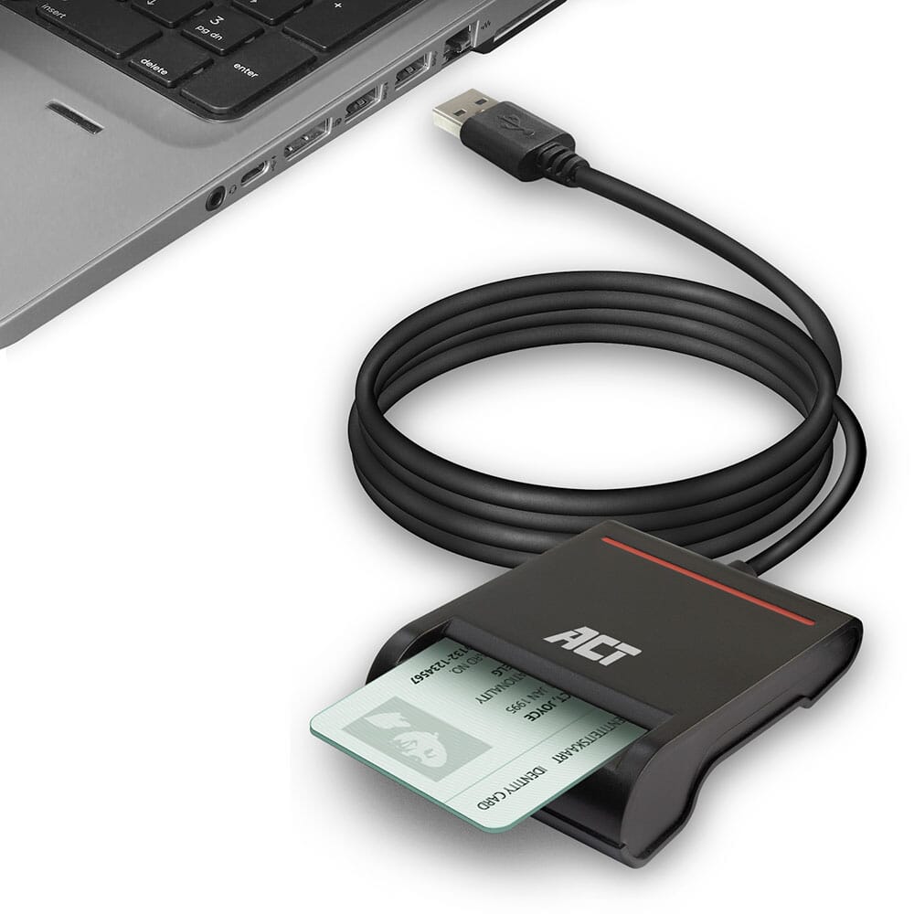 ACT External USB 2.0 Lecteur de carte à puce eID, noir
