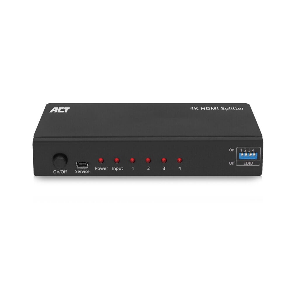 ACT 4K HDMI splitter, 1 in 4 out, EDID ondersteuning
