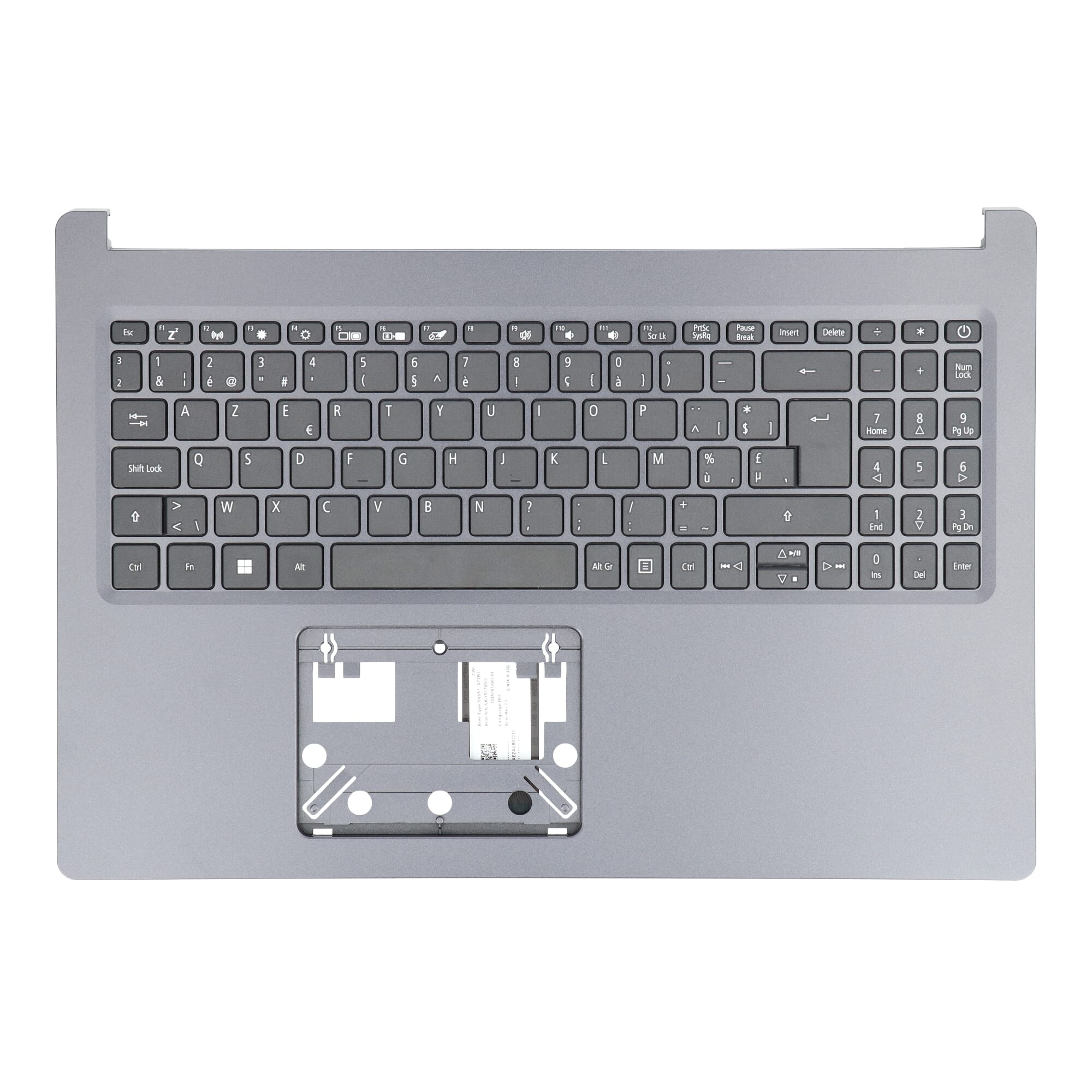 Clavier pour ordinateur portable Acer Azerty BE + Top Cover - Noir