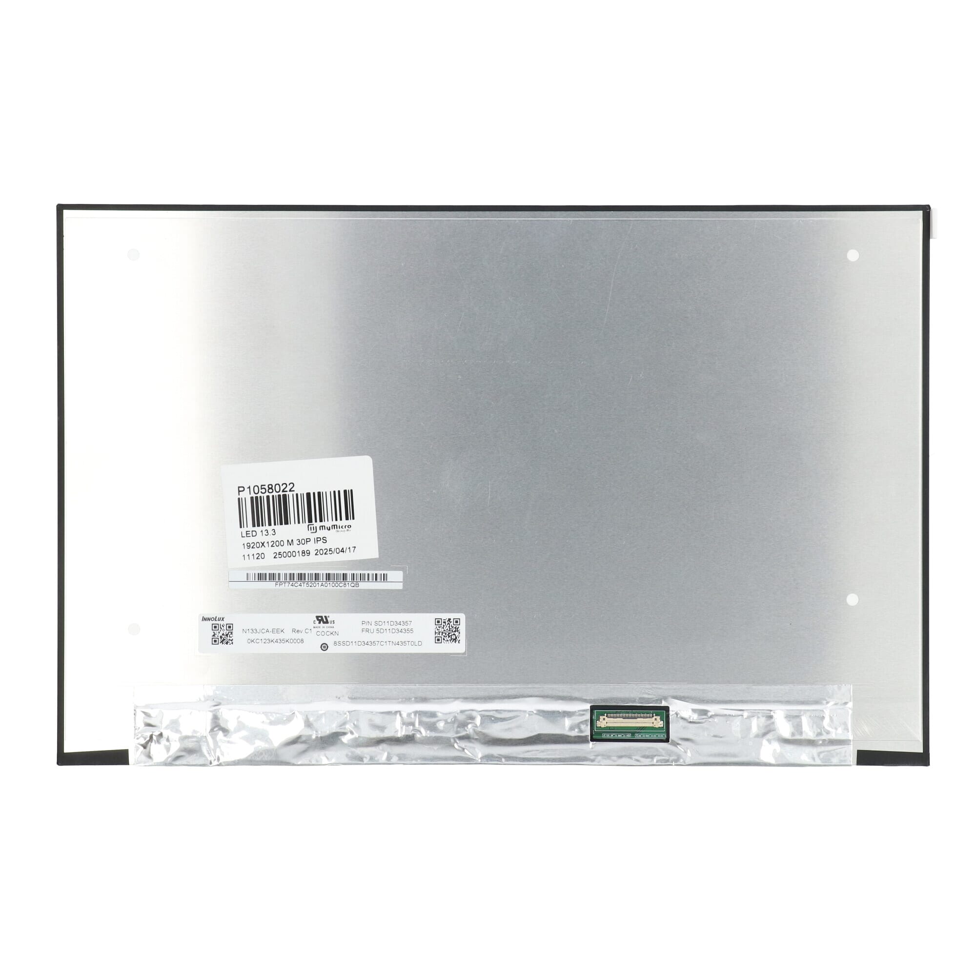 13.3 inch LCD Panel 1920x1200 Matte 30Pin eDP, IPS