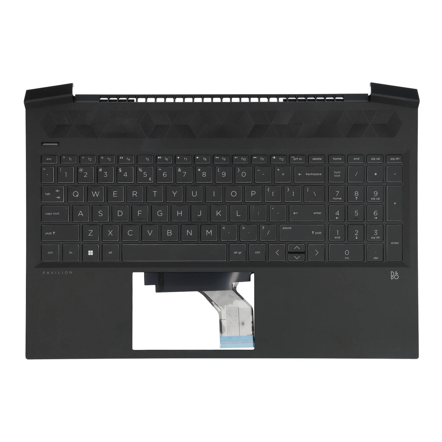HP Laptop Tastatur Qwerty US + obere Abdeckung - Schwarz/Weiß
